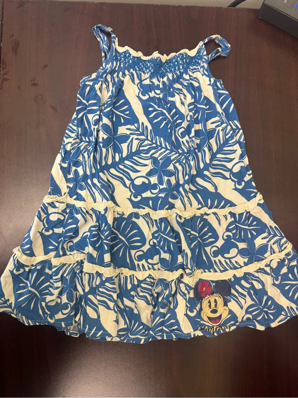 Disney Blue and Cream Tropical Minnie Tank Dress for Kids